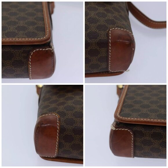 CELINE Macadam Canvas Shoulder Bag PVC Leather Brown Gold Auth yk14568 - Picture 14 of 16